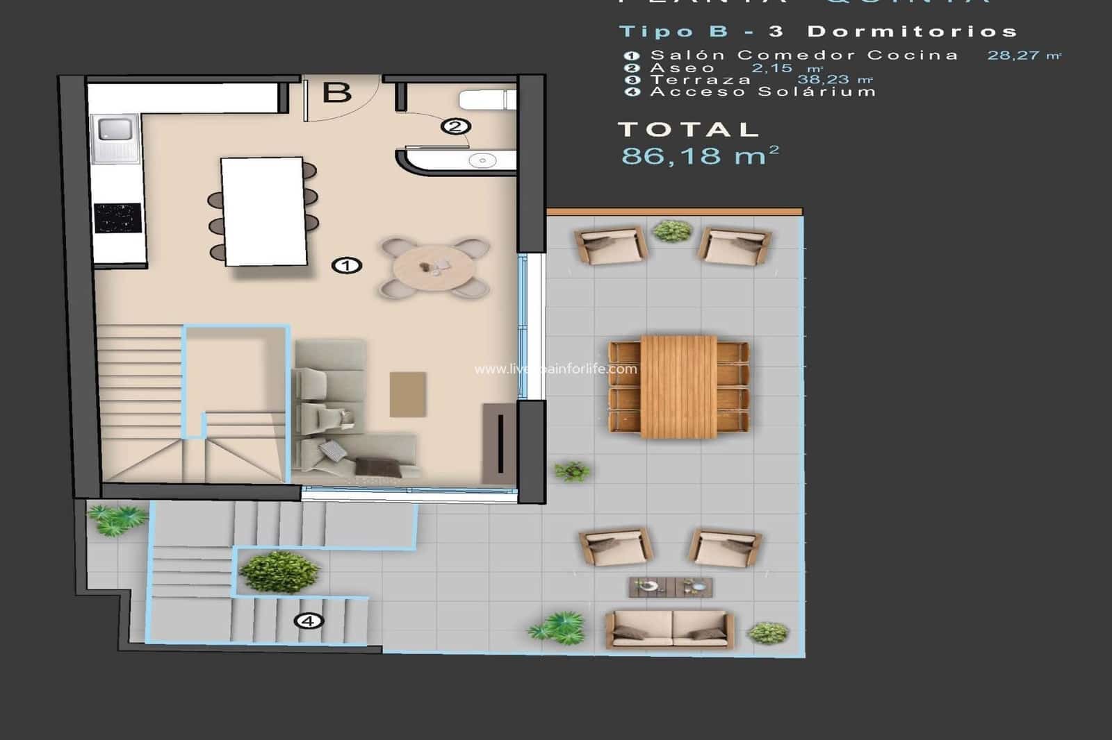 Apartamento de 3 habitaciones en Torrevieja en venta con piscina - 488.000 € (Ref: 9664205)