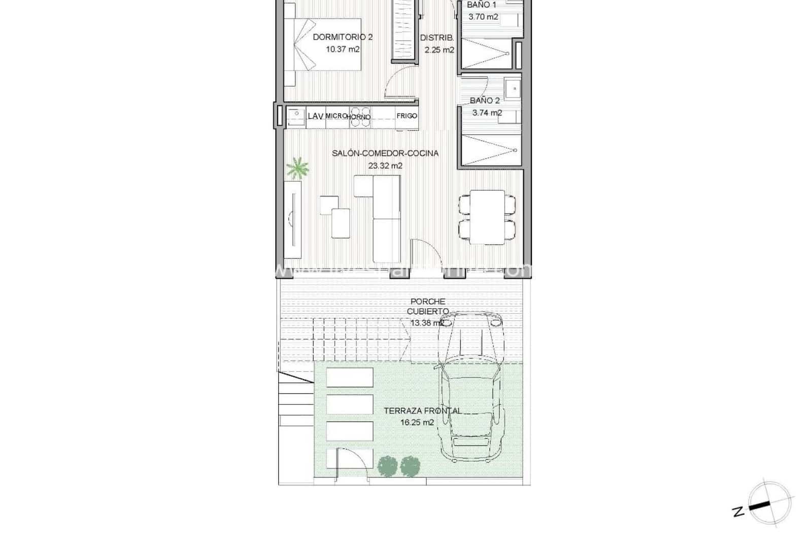 2 slaapkamer Bungalow te koop in San Pedro del Pinatar met zwembad garage - € 279.000 (Ref: 9784410)