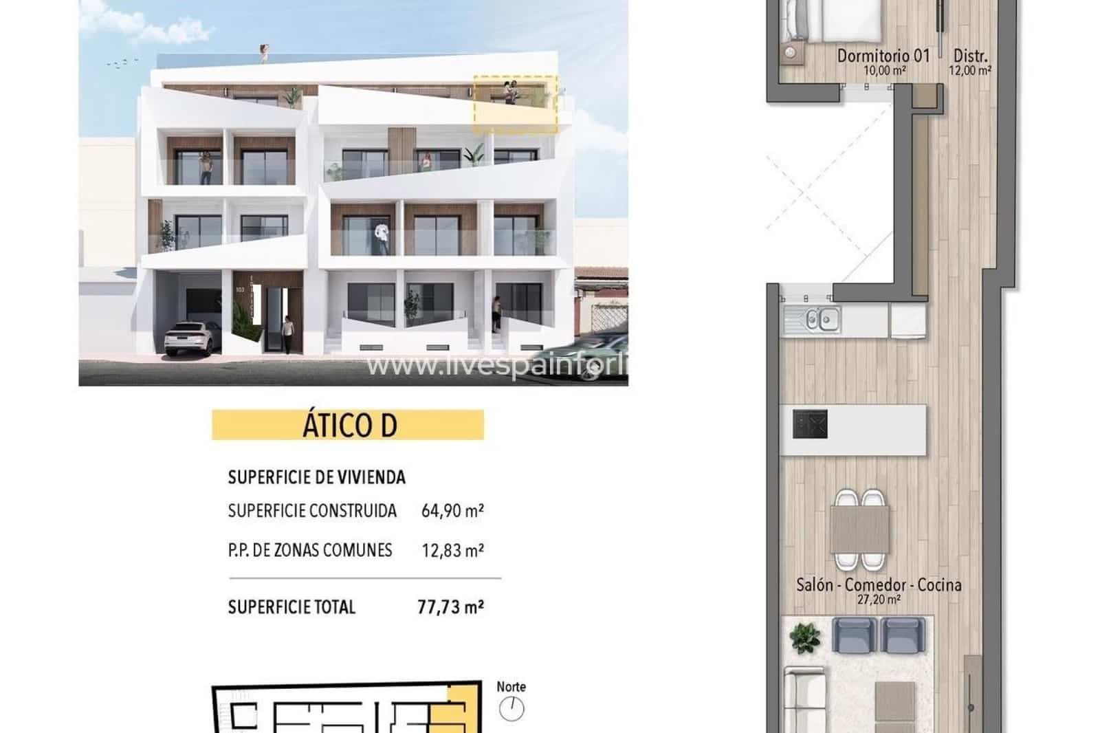1 soveværelse Lejlighed til salg i Torrevieja med swimmingpool garage - € 269.000 (Ref: 9811012)