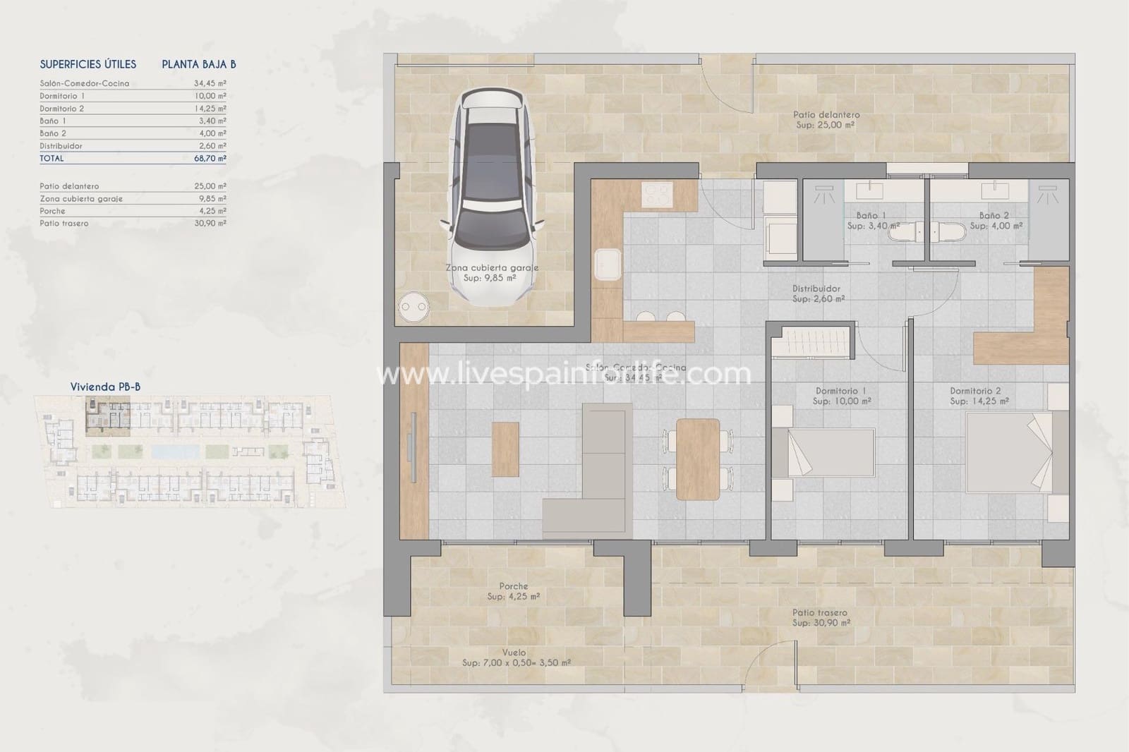 2 chambre Bungalow à vendre à Torre-Pacheco avec piscine garage - 210 000 € (Ref: 9811158)
