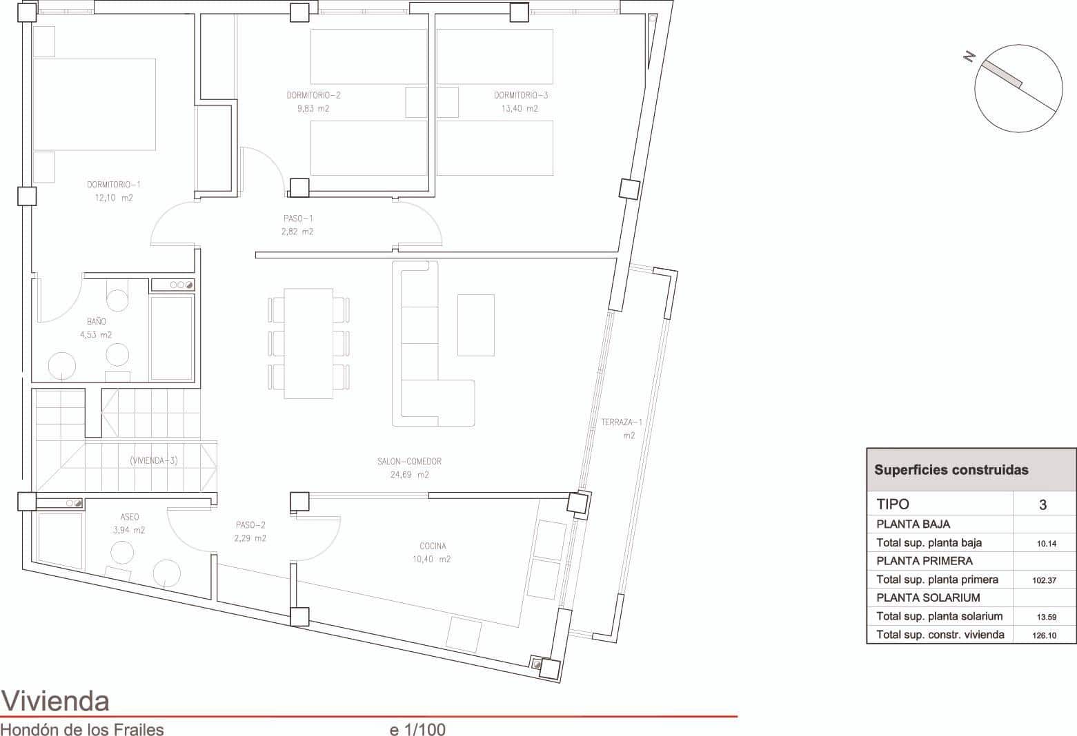 3 sypialnia Apartament na sprzedaż w Hondon de los Frailes - 129 500 € (Ref: 9762047)