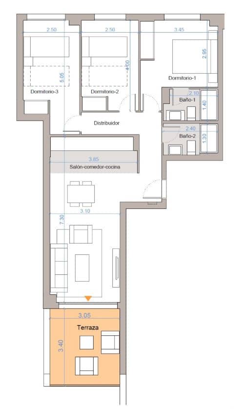 3 quarto Apartamento para venda em Malaga cidade com piscina garagem - 316 000 € (Ref: 8089958)
