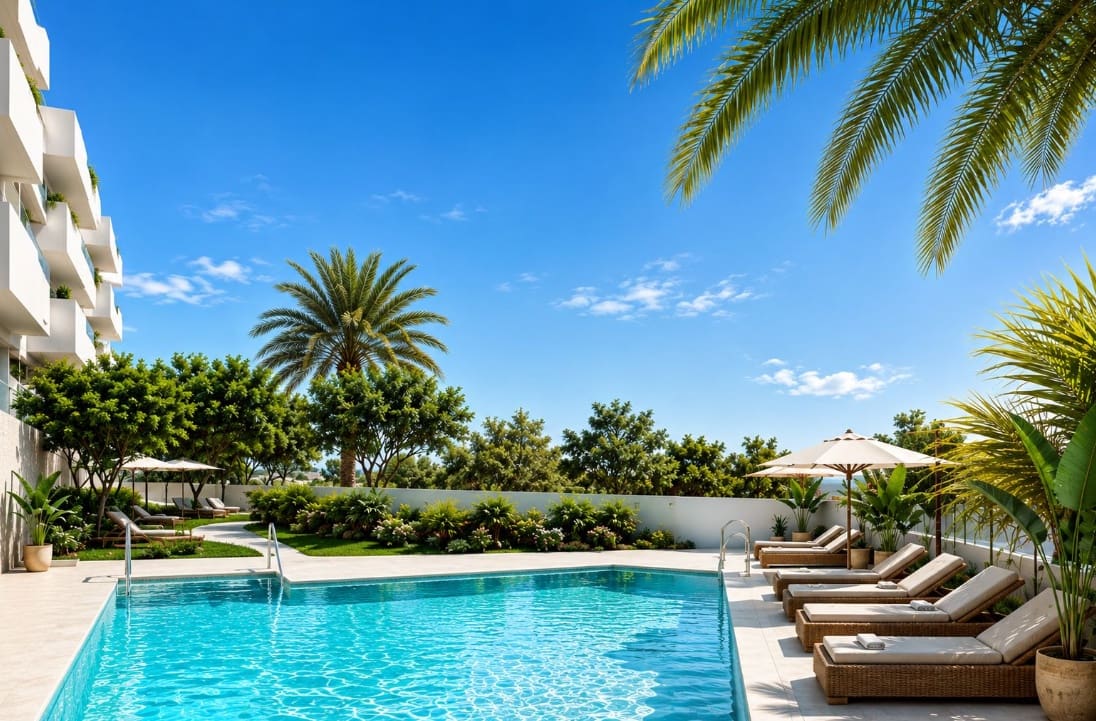Apartamento de 2 habitaciones en Mijas Costa en venta con piscina garaje - 335.000 € (Ref: 9616440)