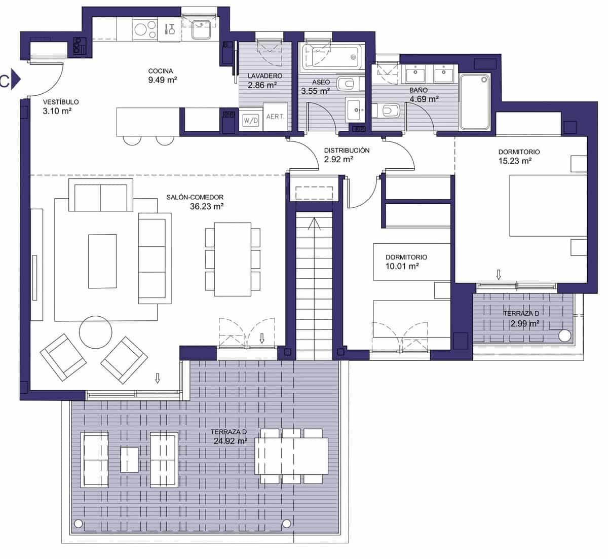 2 soverom Penthouse til salgs i Carvajal med svømmebasseng garasje - € 895 000 (Ref: 9443396)