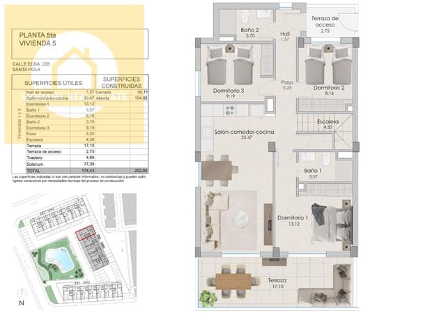 3 bedroom Penthouse for sale in Playa Tamarit - Playa Lissa, Santa Pola with pool garage - € 495,000 (Ref: 9199701)