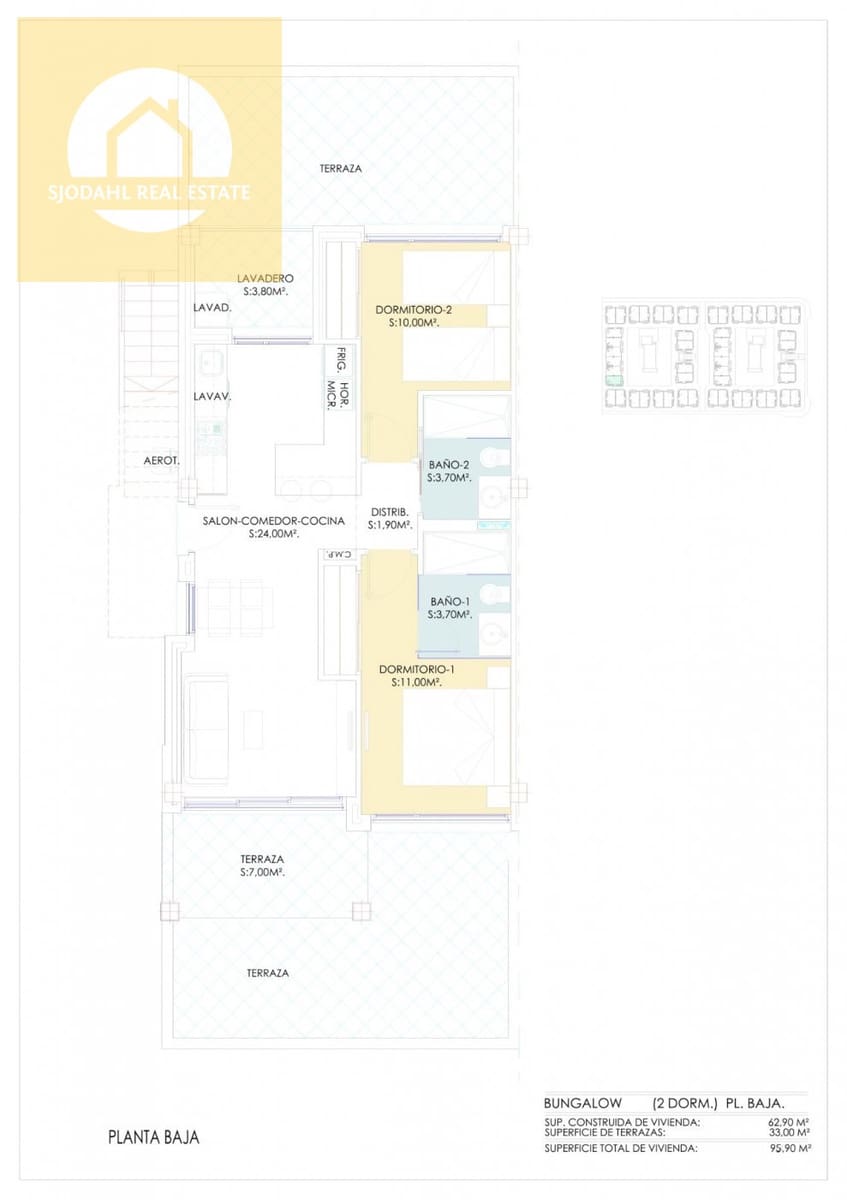 2 chambre Bungalow à vendre à Torrevieja avec piscine garage - 275 000 € (Ref: 9646063)