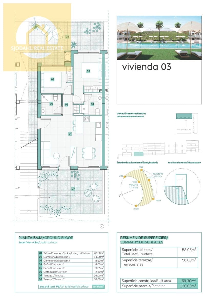 2 sovrum Bungalow till salu i Torrevieja med pool garage - 289 900 € (Ref: 9646065)