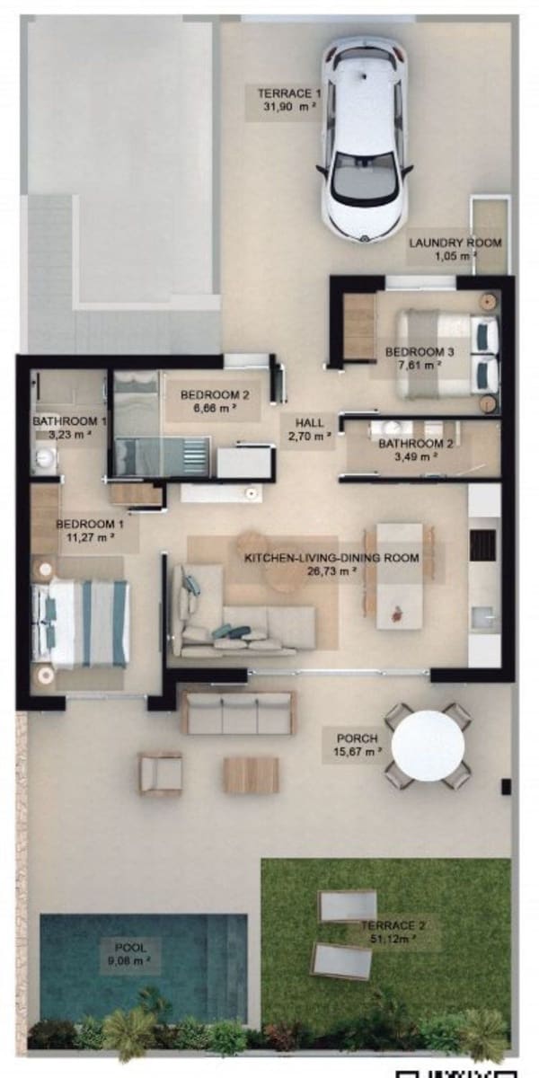 3 soveværelse Bungalow til salg i Pilar de la Horadada med swimmingpool garage - € 395.000 (Ref: 8251626)