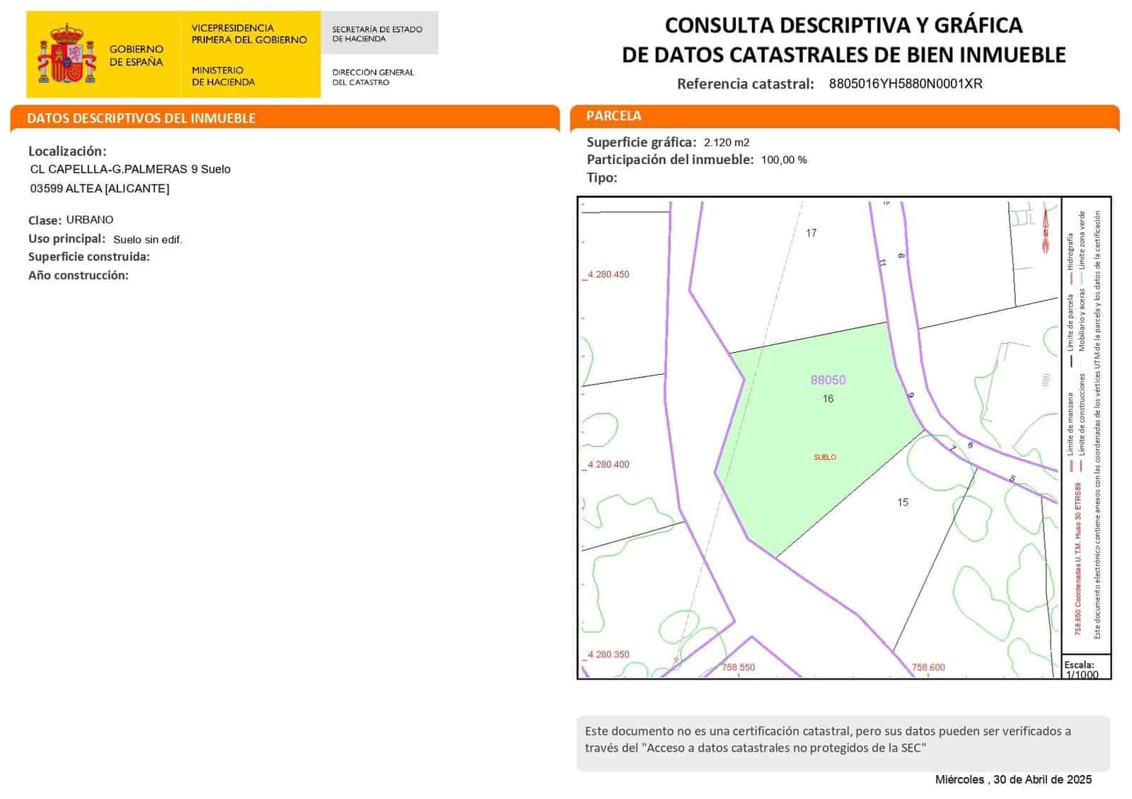 Building Plot for sale in Galera de las Palmeras - € 250,000 (Ref: 9747804)