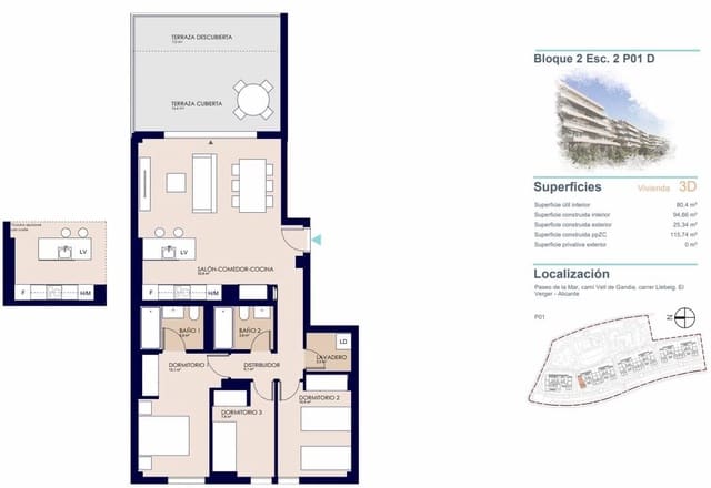 3 bedroom Apartment for sale in Dénia with pool - € 395,000 (Ref: 9481572)