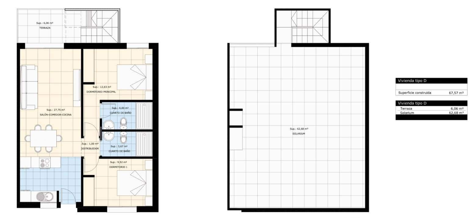 2 sypialnia Penthouse na sprzedaż w Pilar de la Horadada z basenem - 241 890 € (Ref: 8680048)