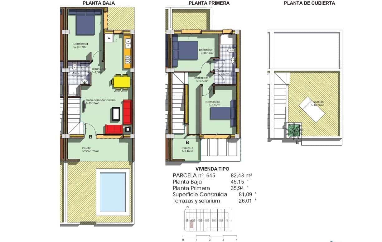3 soveværelse Rækkehus til salg i Los Dolses med swimmingpool - € 339.000 (Ref: 8842004)
