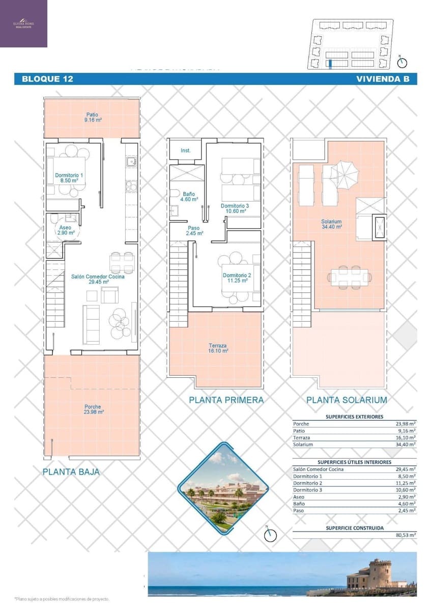 3 soverom Rekkehus til salgs i Pilar de la Horadada med svømmebasseng - € 309 900 (Ref: 9282304)