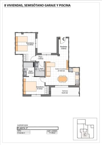 2 bedroom Penthouse for sale in Lo Pagan, San Pedro del Pinatar with pool garage - € 282,400 (Ref: 9977423)