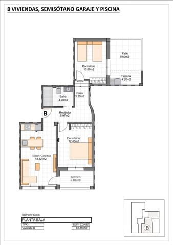 Apartamento Playa de 2 habitaciones en Lo Pagan, San Pedro del Pinatar en venta con piscina garaje - 277.400 € (Ref: 9978989)
