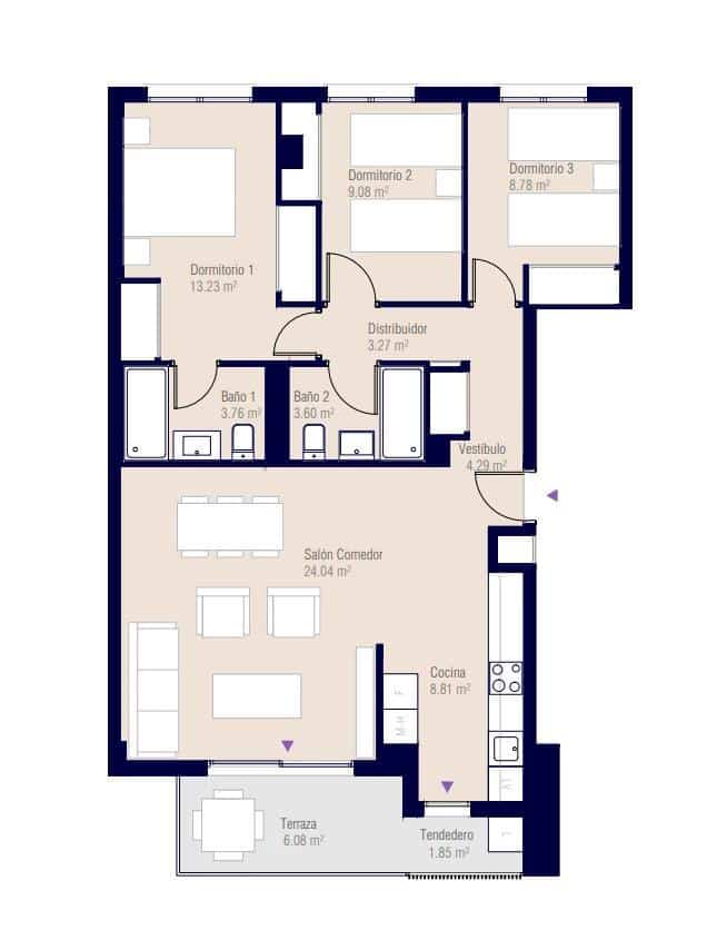 Piso de 3 habitaciones en Alicante / Alacant ciudad en venta con piscina - 359.500 € (Ref: 9870235)