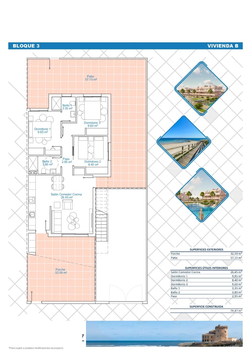 3 bedroom Flat for sale in Torre de la Horadada with pool - € 284,900 (Ref: 8964413)