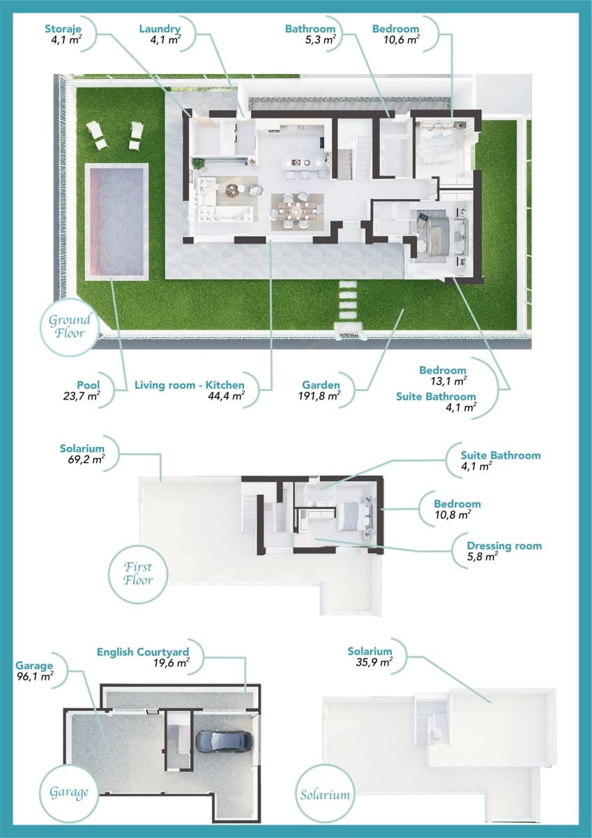 3 soverom Kjedet enebolig til salgs i Los Alcazares med svømmebasseng - € 442 000 (Ref: 8964434)