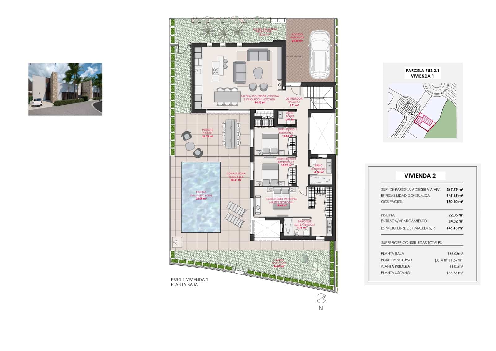 3 bedroom Villa for sale in Torre-Pacheco with pool - € 790,000 (Ref: 8983299)