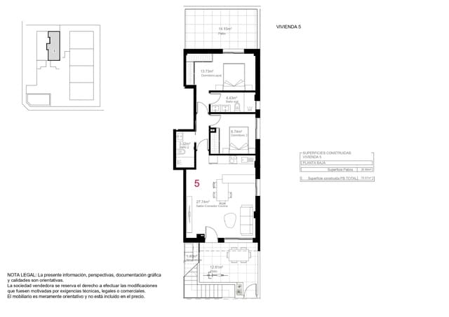2 bedroom Bungalow for sale in Pilar de la Horadada with pool - € 259,900 (Ref: 9159644)