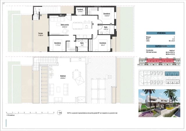 3 soveværelse Bungalow til salg i Los Alcázares med swimmingpool - € 320.000 (Ref: 9295882)