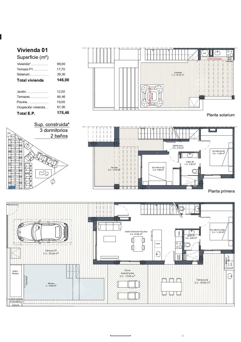 3 sypialnia Dom blizniak na sprzedaż w Los Alcazares z basenem garażem - 469 000 € (Ref: 9666422)
