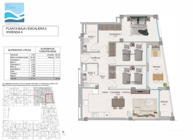 3 Zimmer Apartment zu verkaufen in Ensanche - Diputacion, Alicante / Alacant Stadt mit Pool Garage - 303.500 € (Ref: 9372438)