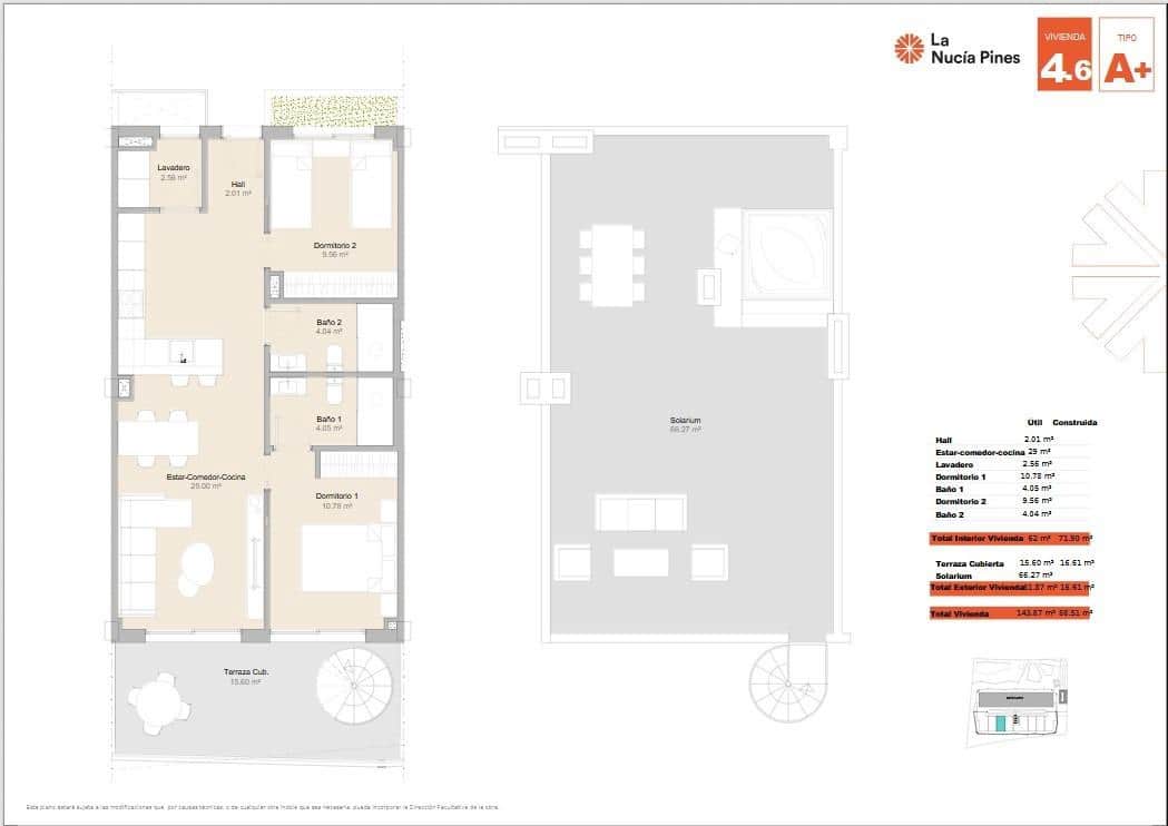 2 soveværelse Penthouse til salg i La Nucia med swimmingpool garage - € 398.475 (Ref: 9159627)
