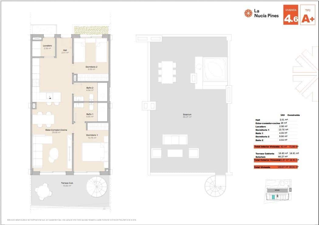 2 soveværelse Penthouse til salg i La Nucia med swimmingpool garage - € 398.475 (Ref: 9159627)