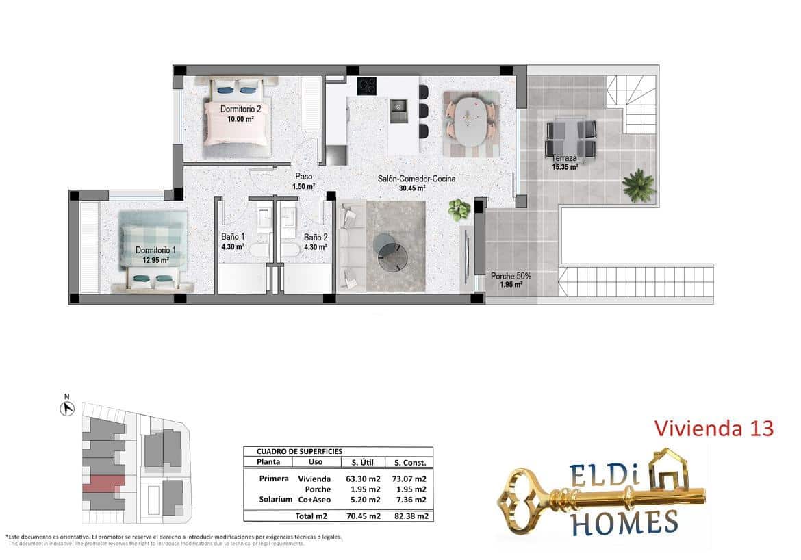 2 bedroom Apartment for sale in Pilar de la Horadada with pool garage - € 329,900 (Ref: 10165064)