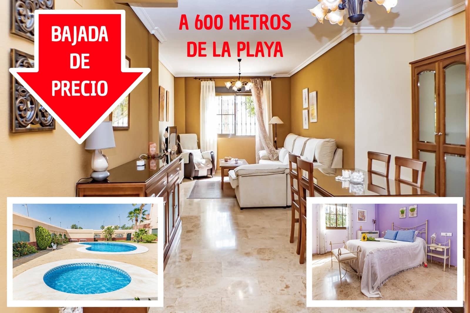 2 sovrum Lägenhet till salu i Roquetas de Mar med pool garage - 207 000 € (Ref: 8971019)