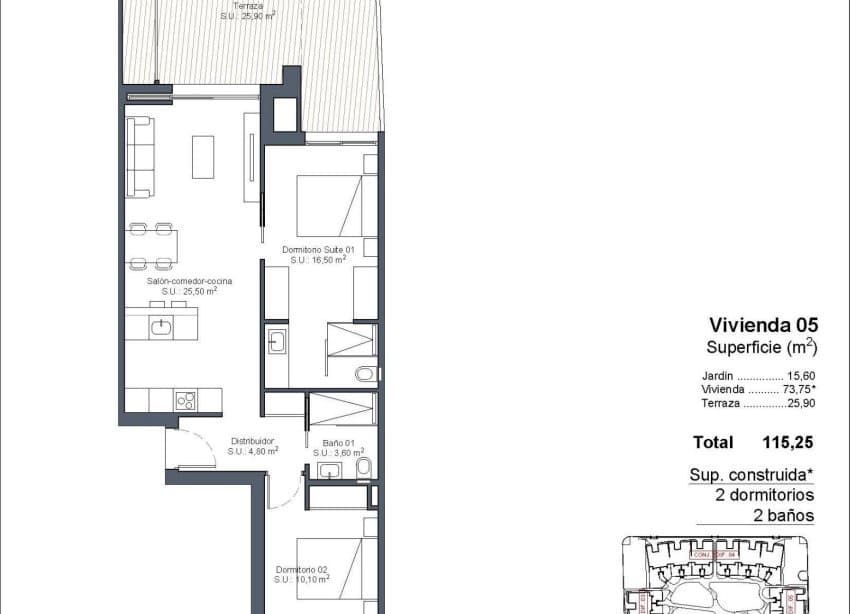 2 slaapkamer Bungalow te koop in Ciudad Quesada met zwembad - € 269.000 (Ref: 9101532)