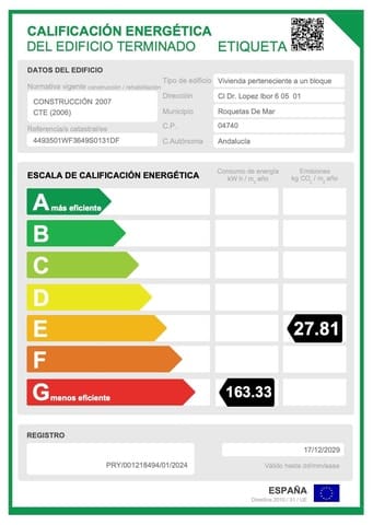 1 quarto Apartamento para venda em Roquetas de Mar com garagem - 119 000 € (Ref: 9645252)