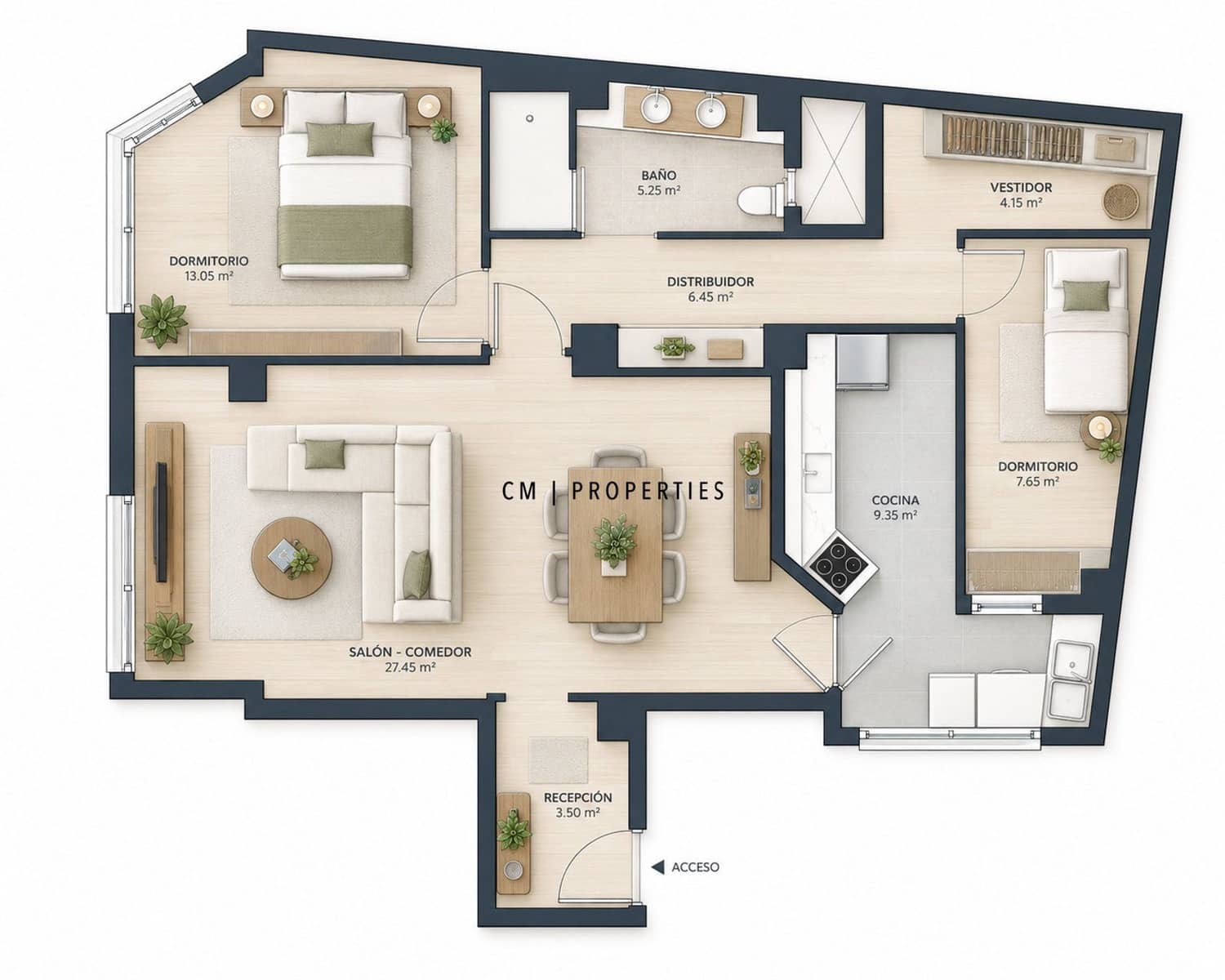 2 quarto Apartamento para arrendar em Valencia cidade - 1 600 € (Ref: 10173024)