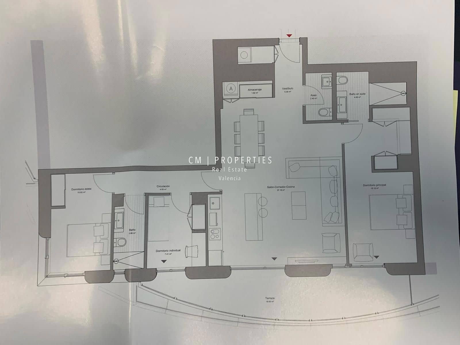 3 bedroom Flat for rent in Valencia city with pool garage - € 3,400 (Ref: 8906506)