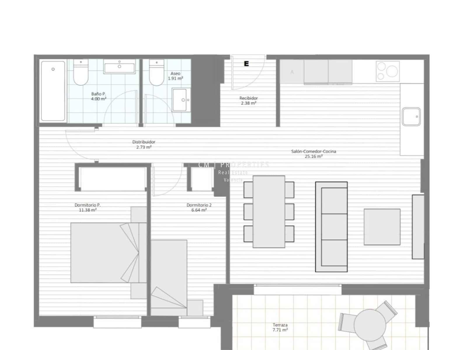 2 slaapkamer Flat te koop in Valencia stad met zwembad garage - € 465.000 (Ref: 9123555)