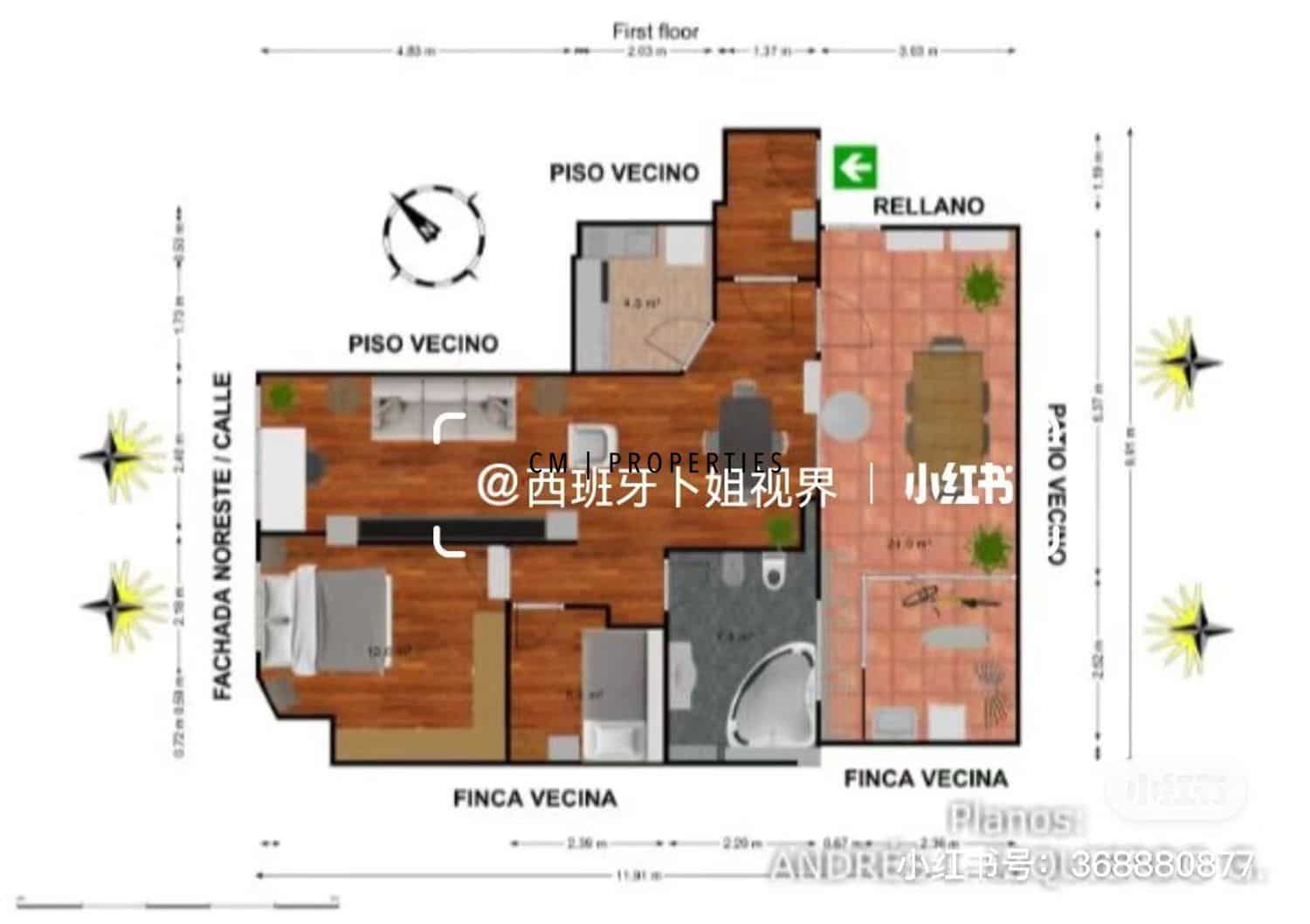 2 Zimmer Wohnung zu vermieten in Valencia Stadt - 1.560 € (Ref: 9314480)