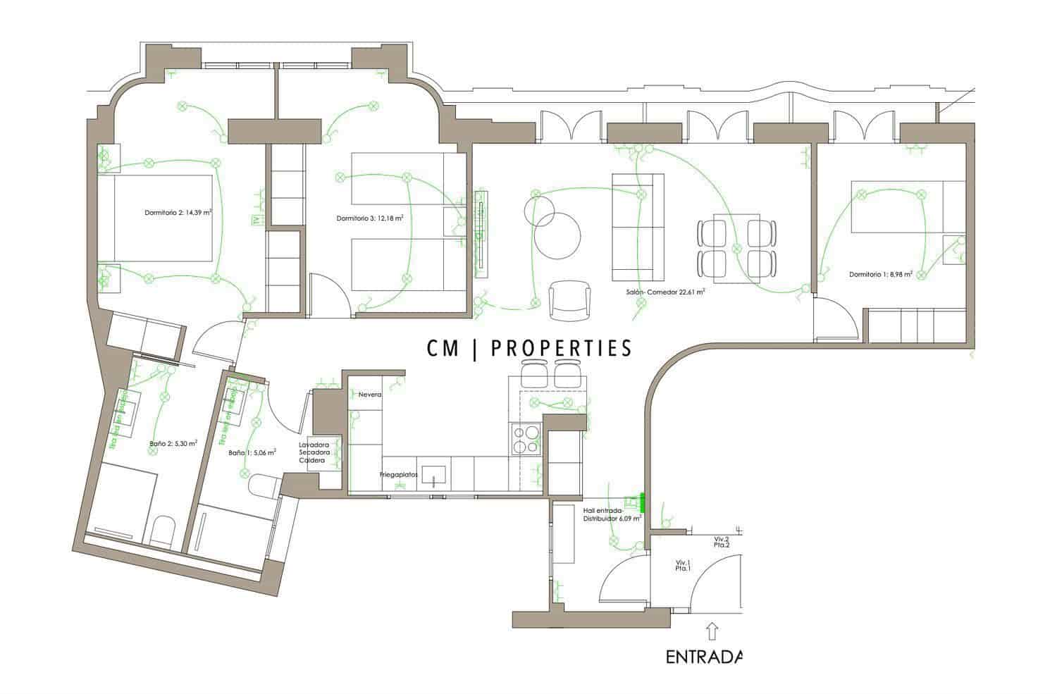 3 sovrum Lägenhet att hyra i Valencia stad - 2 400 € (Ref: 9325162)