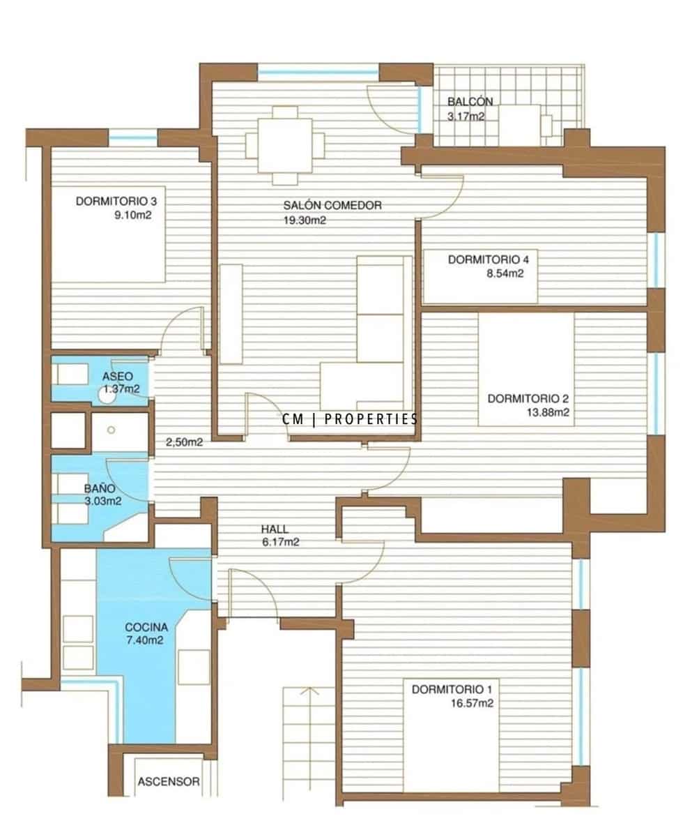 4 bedroom Flat for rent in Valencia city - € 1,400 (Ref: 9566739)