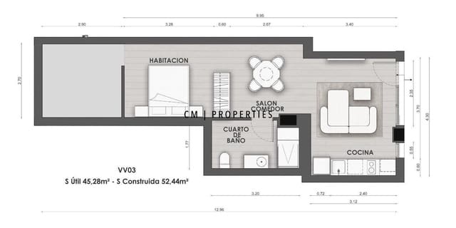 1 slaapkamer Flat te huur in El Pla del Real, Valencia stad - € 1.350 (Ref: 9687504)