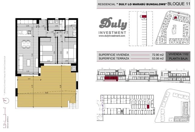 2 quarto Bungalow para venda em Ciudad Quesada, Rojales com piscina - 279 000 € (Ref: 9236728)