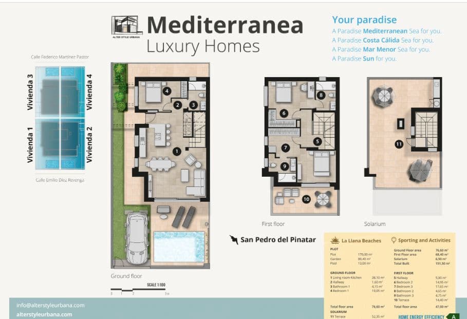 3 bedroom Villa for sale in San Pedro del Pinatar with pool - € 465,000 (Ref: 9406747)