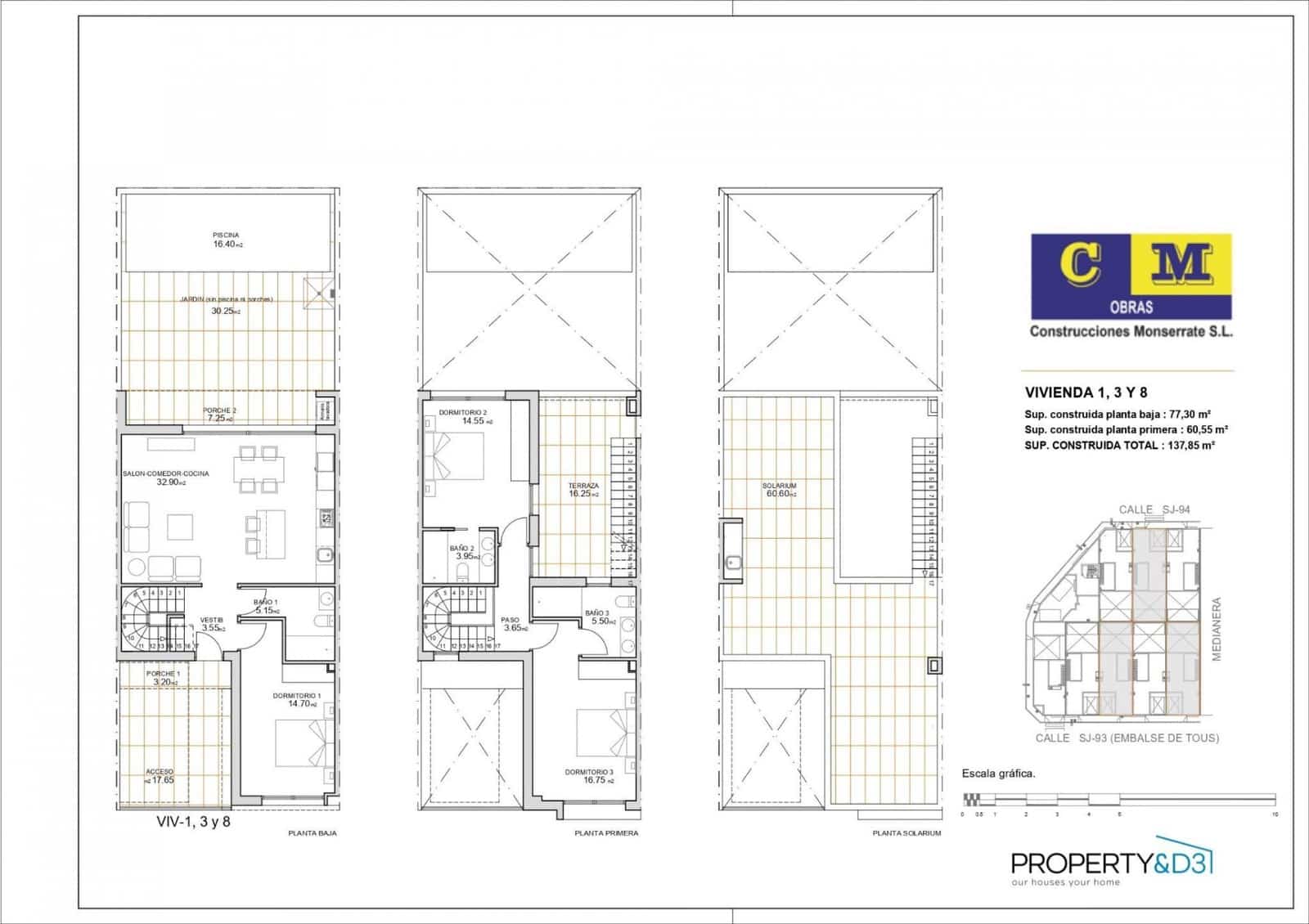 Adosado de 3 habitaciones en San Javier en venta con piscina - 299.900 € (Ref: 9870295)