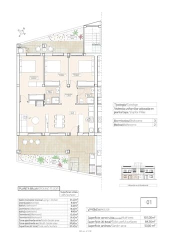 3 quarto Bungalow para venda em La Canalosa, Hondón de las Nieves - 215 000 € (Ref: 9586989)