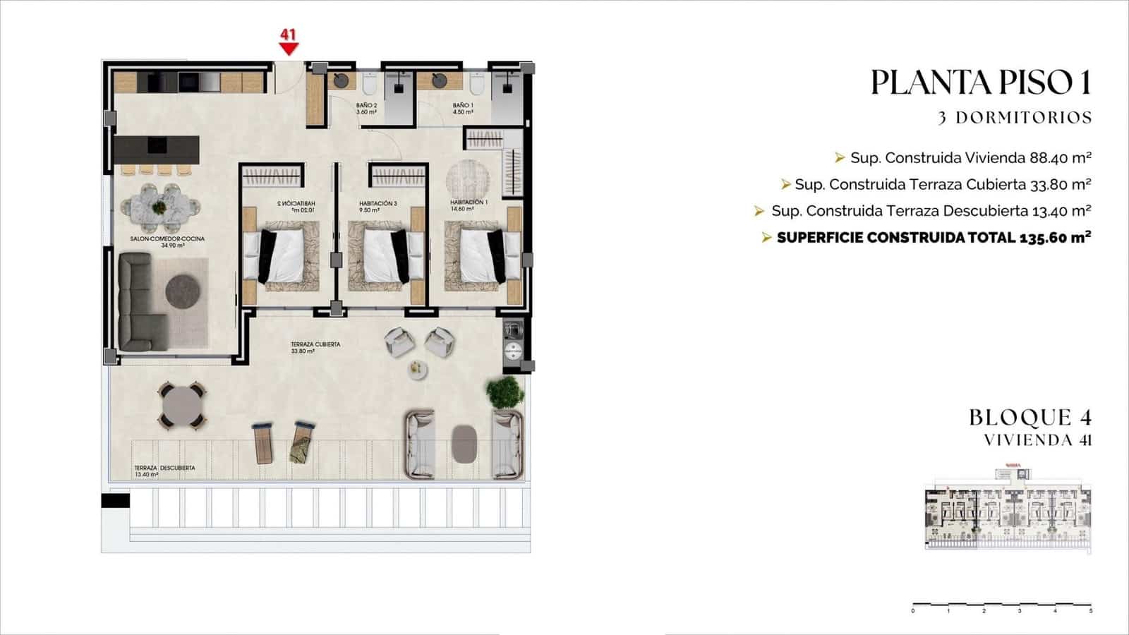 3 sovrum Lägenhet till salu i Finestrat med pool - 452 000 € (Ref: 9904175)