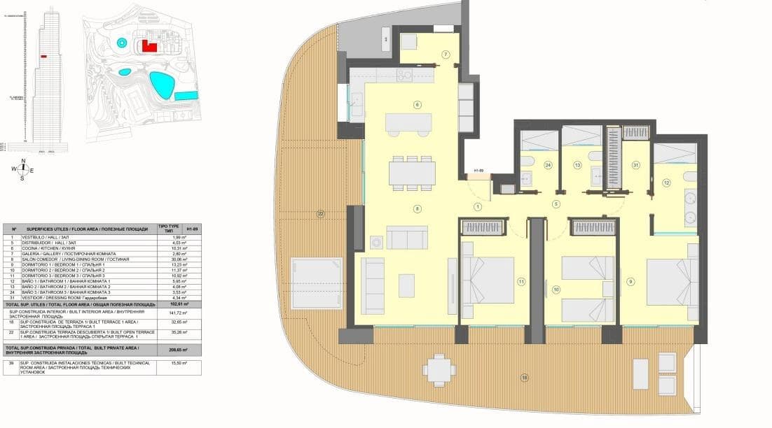 3 soveværelse Lejlighed til salg i Benidorm med swimmingpool - € 1.816.000 (Ref: 9934704)