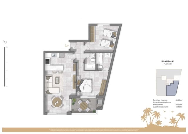 2 soverom Penthouse til salgs i Guardamar del Segura med svømmebasseng garasje - € 468 500 (Ref: 9959957)