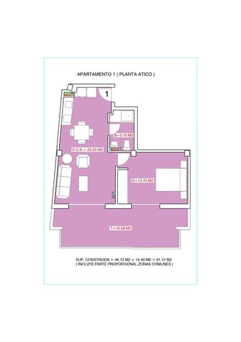 1 soverom Penthouse til salgs i Playa del Acequión, Torrevieja - € 145 000 (Ref: 9979044)