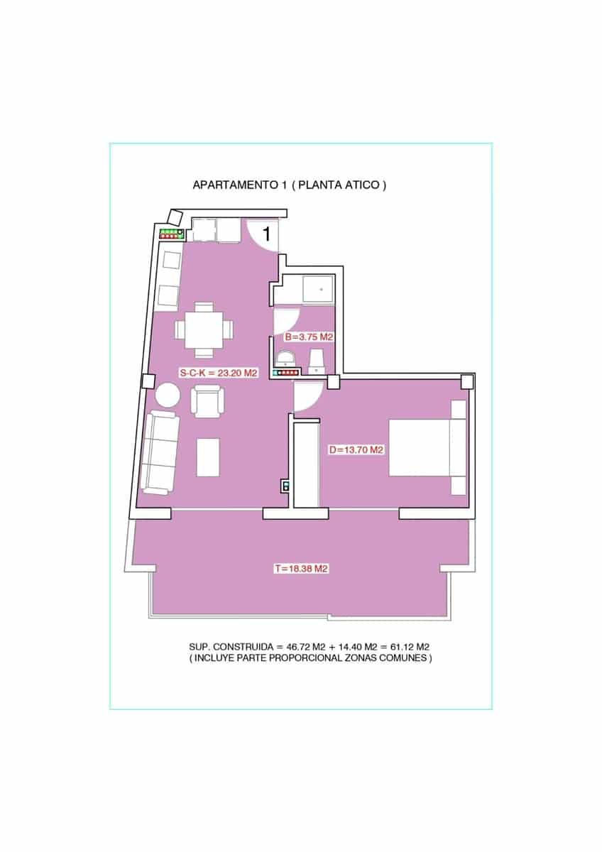 1 sovrum Takvåning till salu i Torrevieja - 150 000 € (Ref: 9979044)
