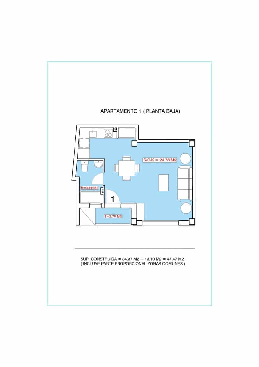 Studio til salg i Torrevieja - € 95.000 (Ref: 9979050)